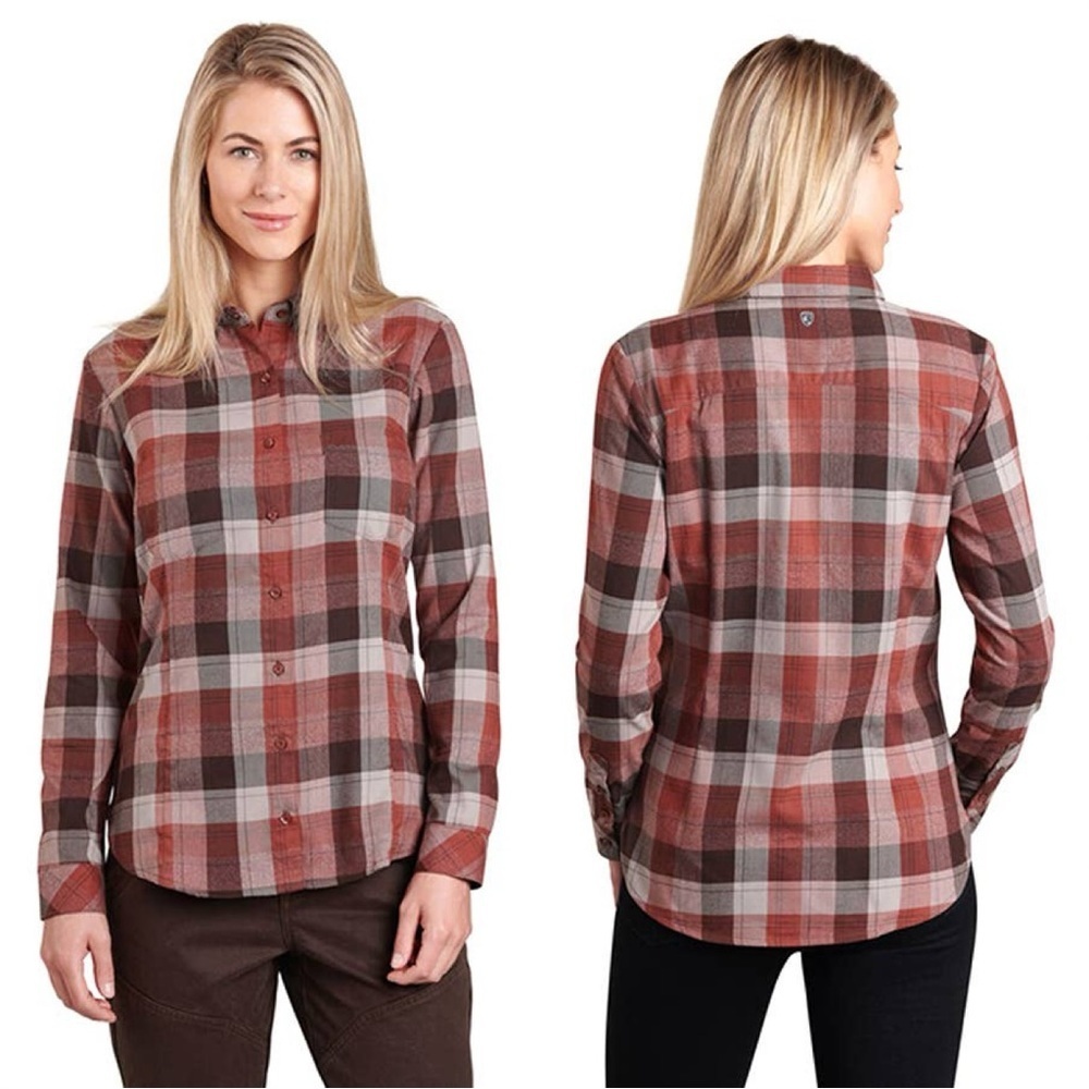 Kuhl Women’s Hanna Flannel Button Down Shirt Longsleeve Outdoor in Rustic Size L